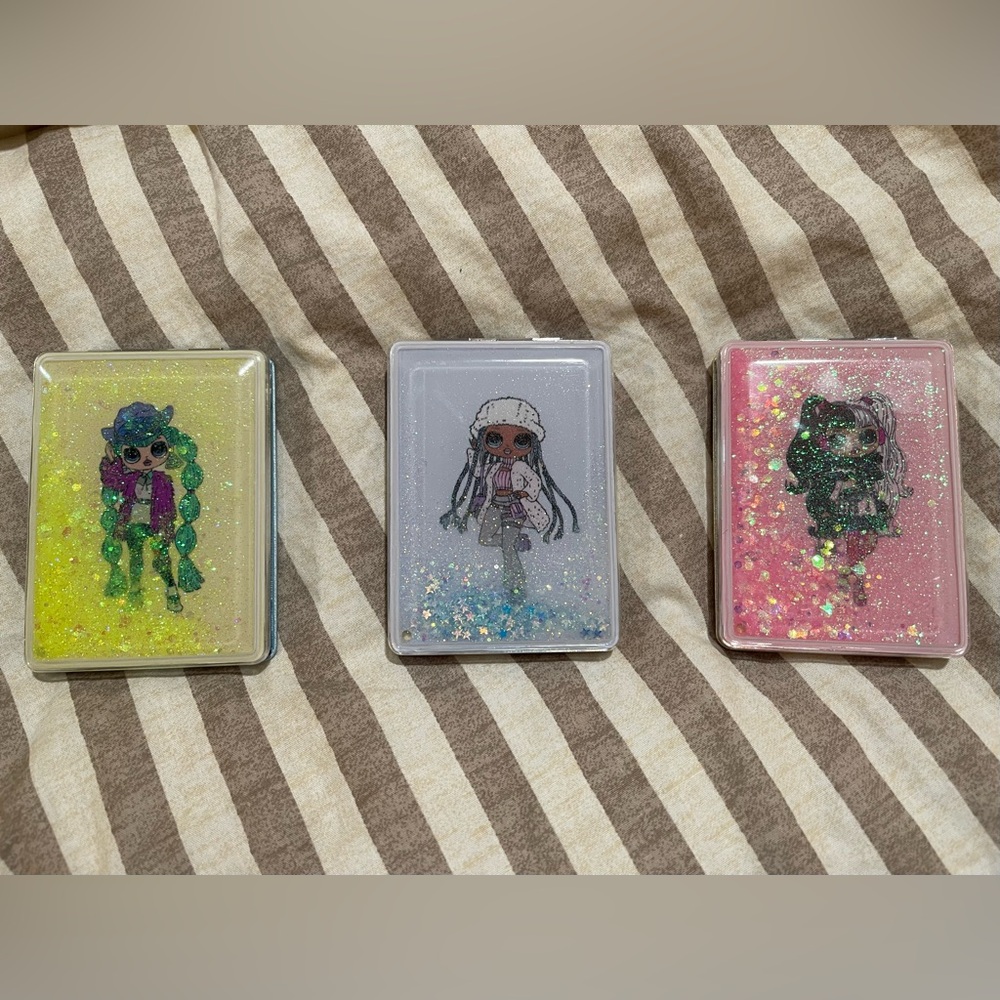 Set of 3 Glittery Character Cosmetic Mirrors